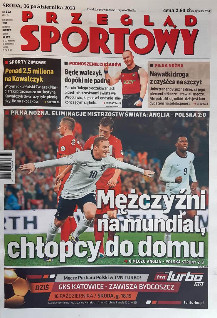 Okładka przeglądu sportowego po meczu Anglia - Polska (15.10.2013)