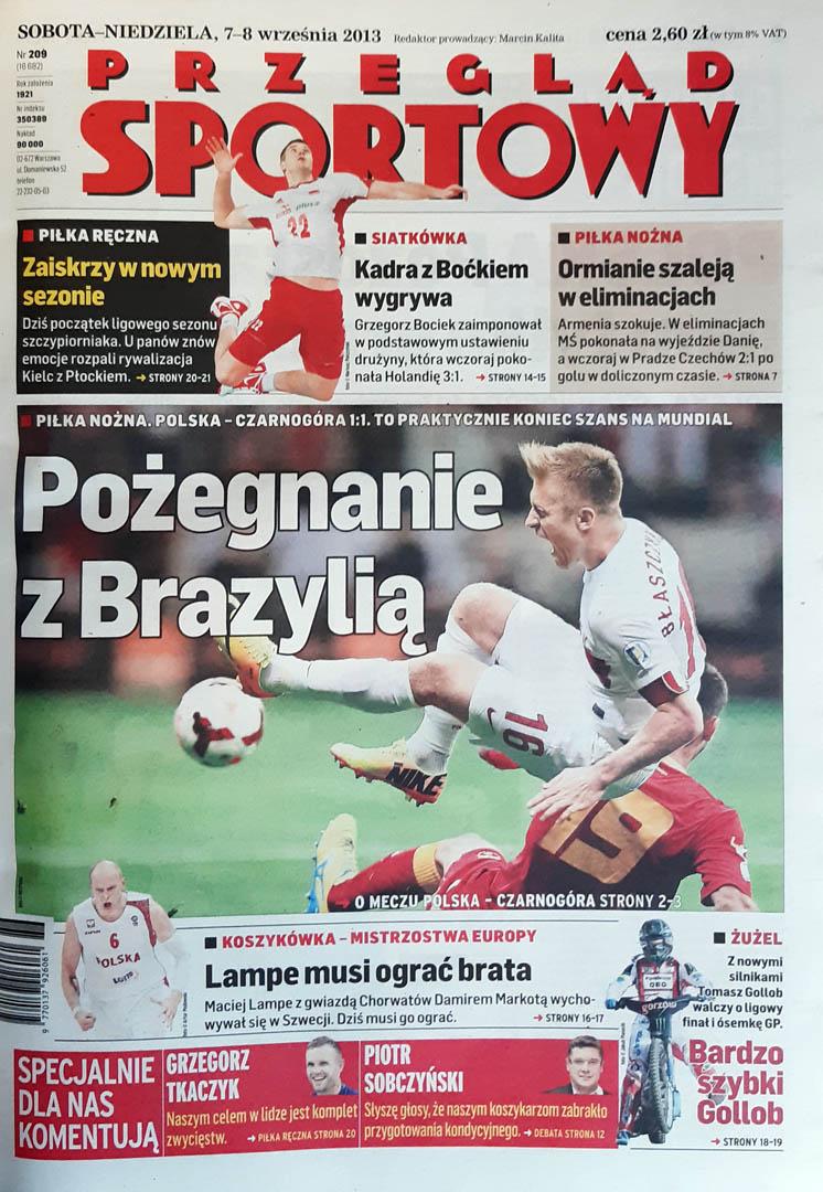 Okładka przeglądu sportowego po meczu Polska - Czarnogóra (06.09.2013)