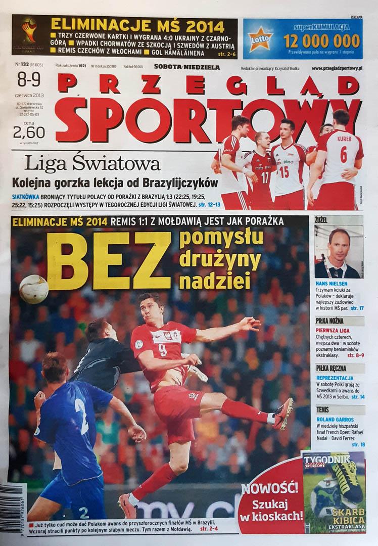 Okładka przeglądu sportowego po meczu Mołdawia - Polska (07.06.2013)