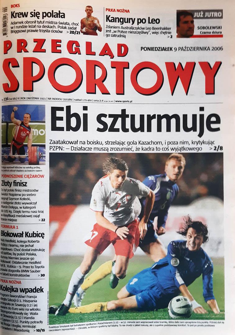 Okładka przeglądu sportowego po meczu Kazachstan - Polska (07.10.2006)