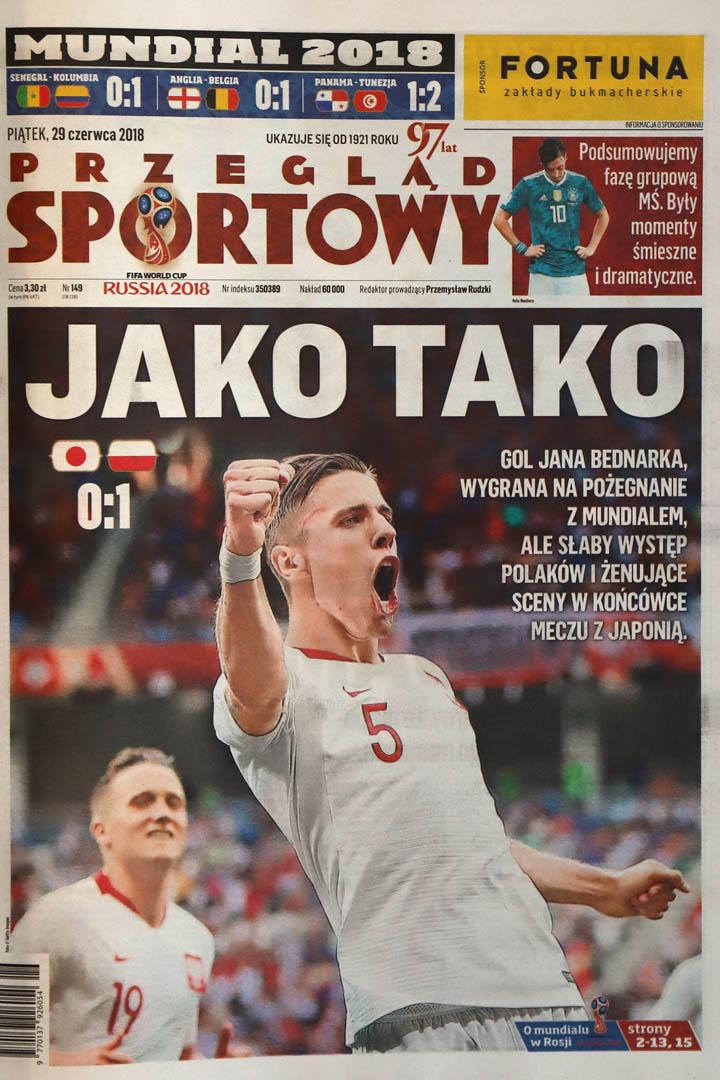Okładka przeglądu sportowego po meczu Polska - Japonia (28.06.2018)