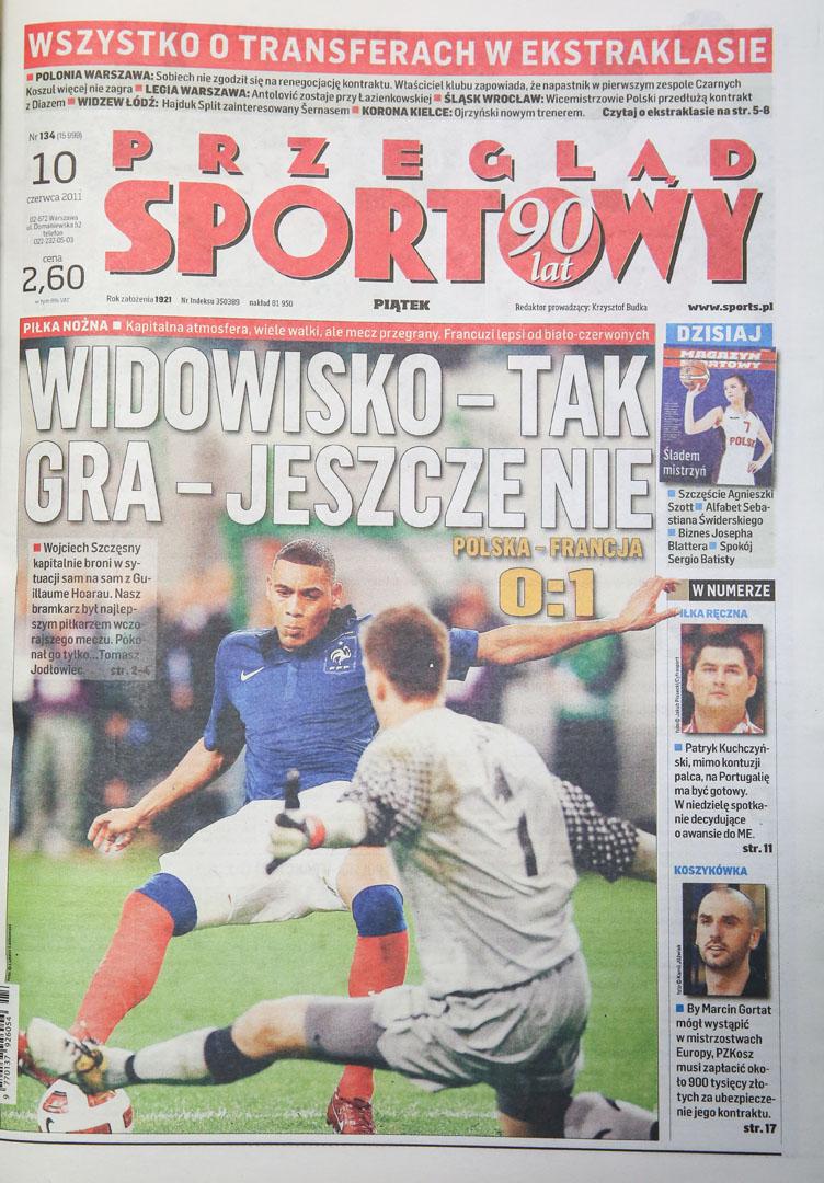 Okładka przeglądu sportowego po meczu Polska - Francja (09.06.2011)