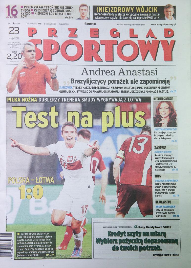 Okładka przeglądu sportowego po meczu Polska - Łotwa (22.05.2012)