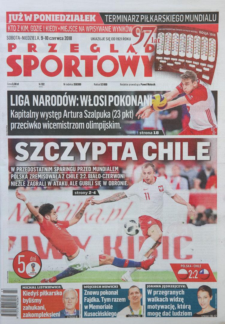 Okładka przeglądu sportowego po meczu Polska - Chile (7.06.2018) 