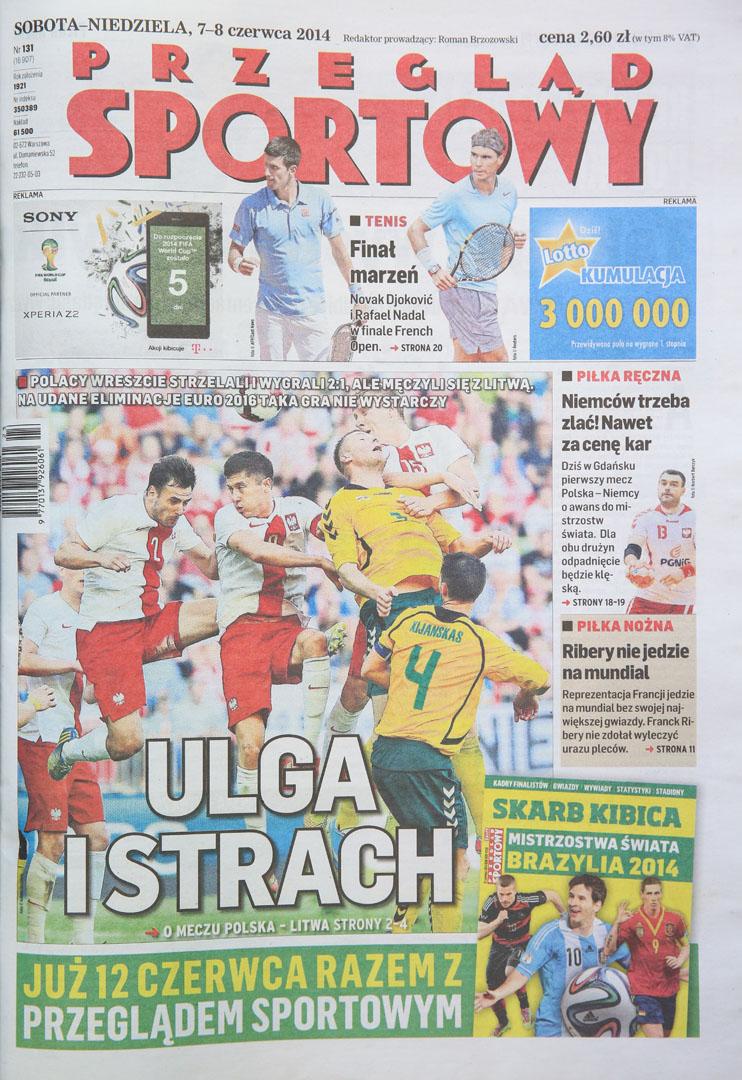 Przegląd Sportowy po meczu Polska - Litwa (06.06.2014)  