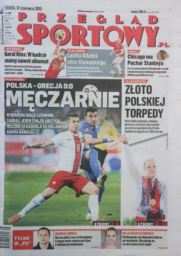Okładka po meczu Polska - Grecja (16.06.2015) 