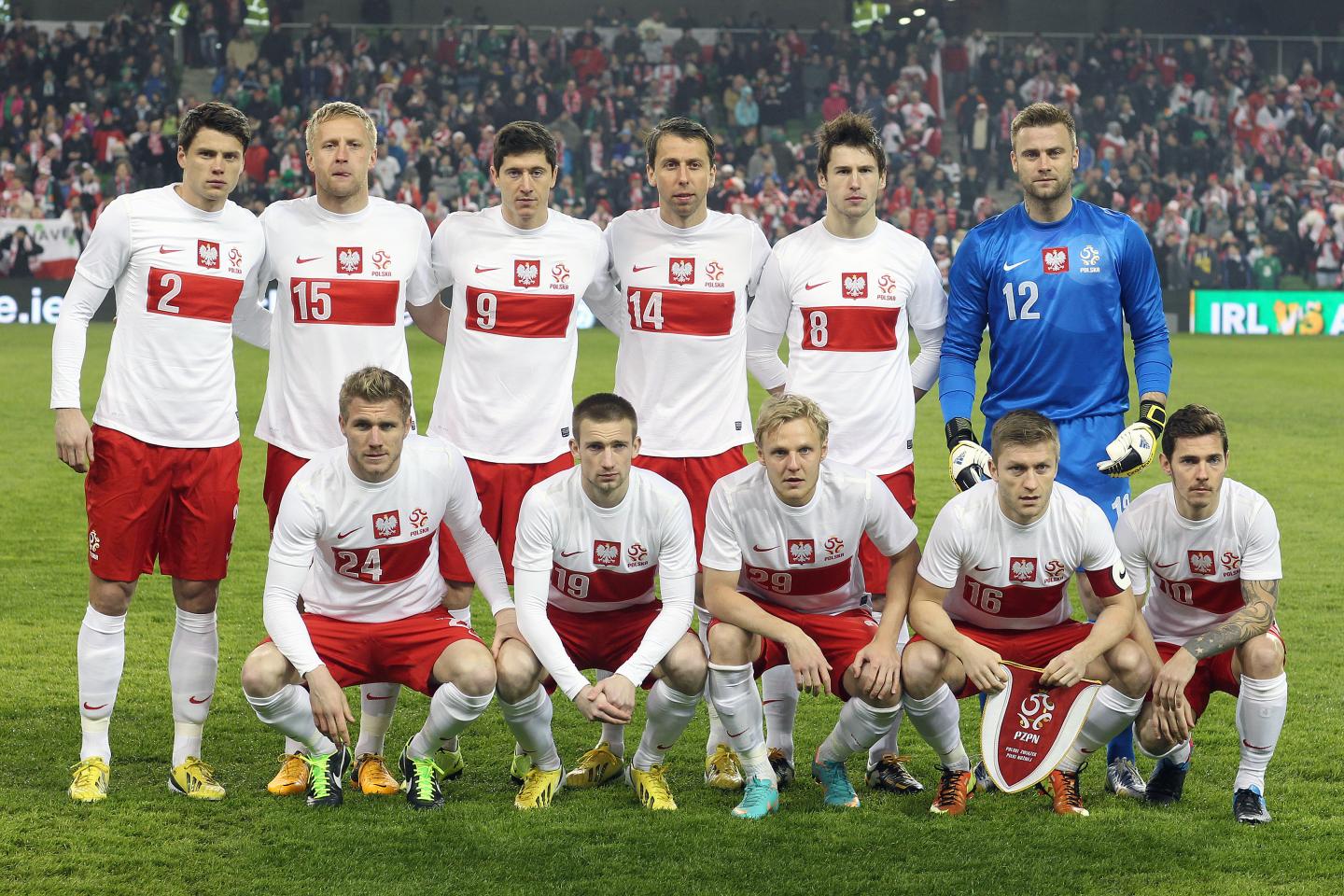Reprezentacja Polski przed meczem z Irlandią w Dublinie.