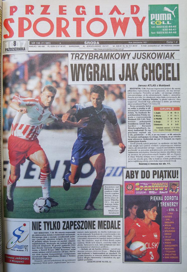 Okładka po meczu Mołdawia - Polska (07.10.1997) 