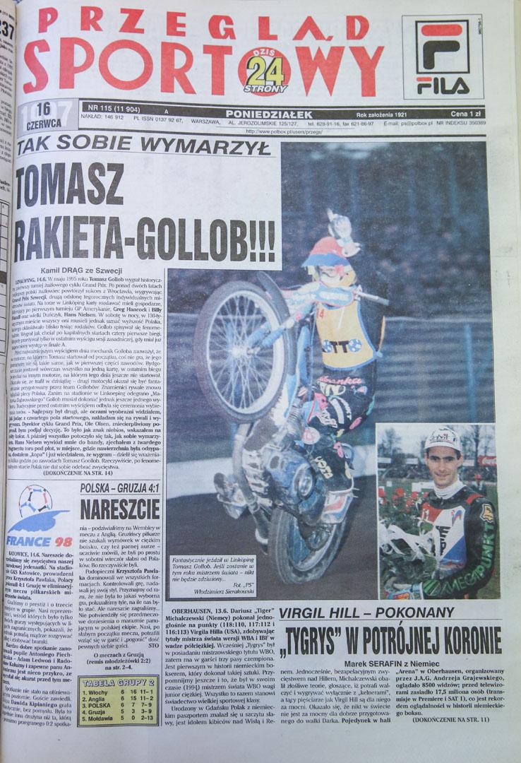 Okładka przegladu sportowego po meczu polska - gruzja (14.06.1997) 
