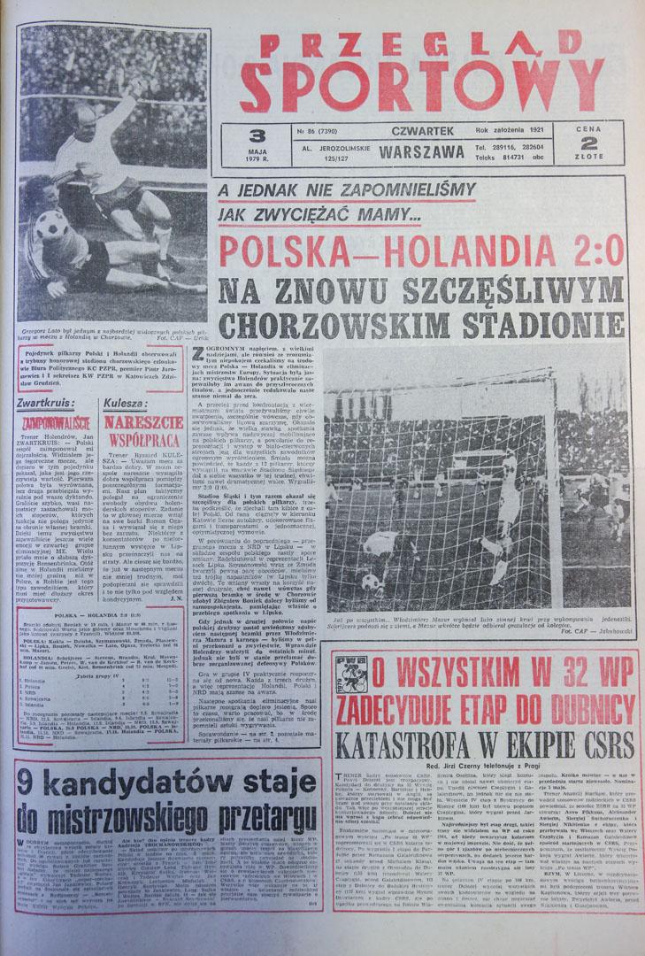 Okładka przegladu sportowego po meczu Polska - Holandia (02.05.1979) 