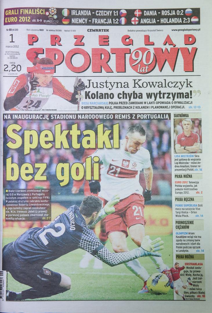 Okładka Przeglądu Sportowego po meczu Polska - Portugalia (29 lutego 2012) 