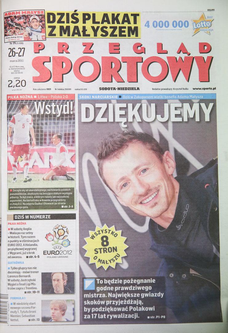 Okładka Przeglądu Sportowego po meczu Litwa - Polska (25.03.2011)