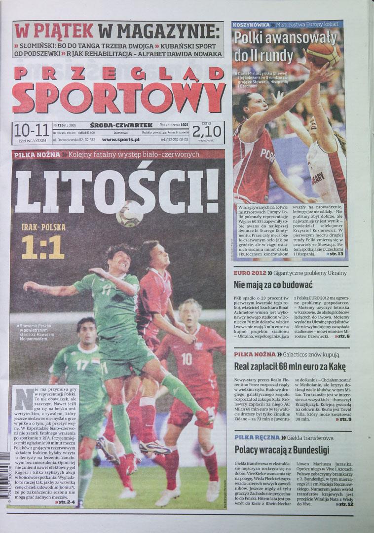 Okładka przeglądu sportowego po meczu Irak - Polska (09.06.2009) 
