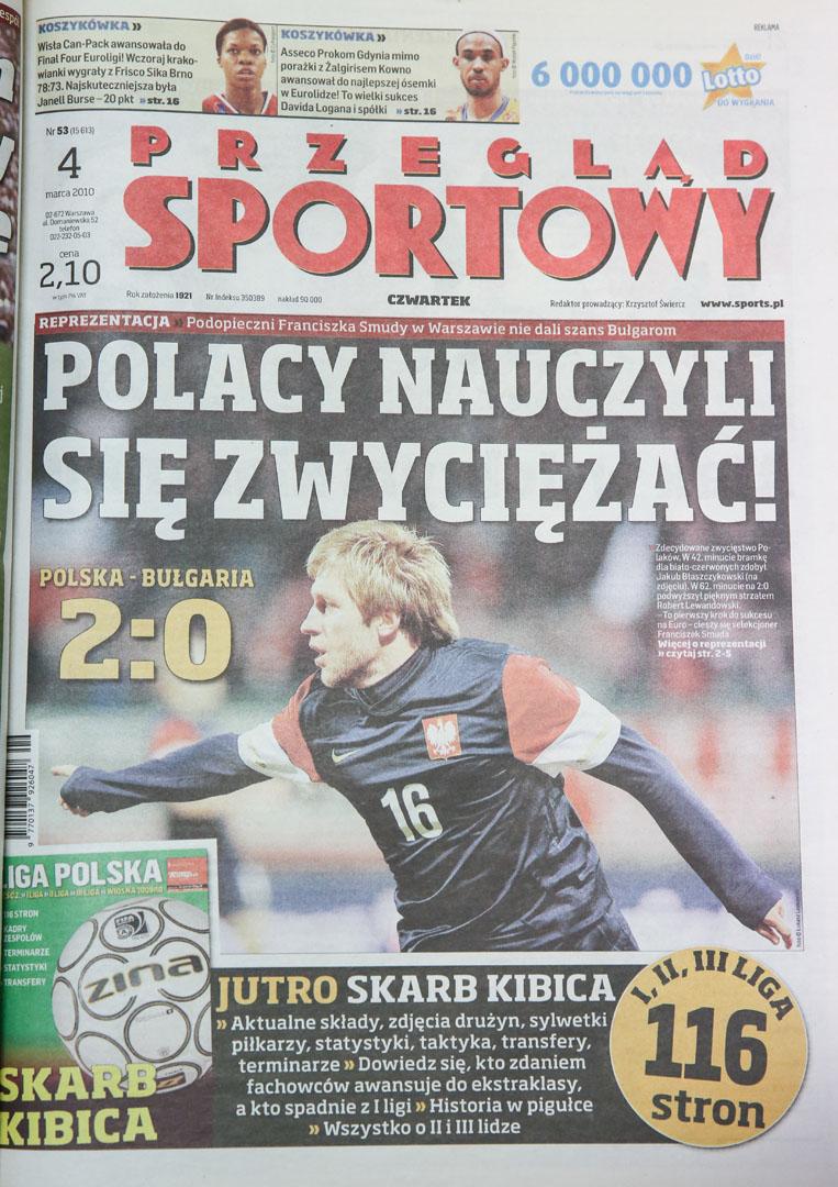 Okładka przeglądu sportowego po meczu Polska - Bułgaria (3.03.2010)