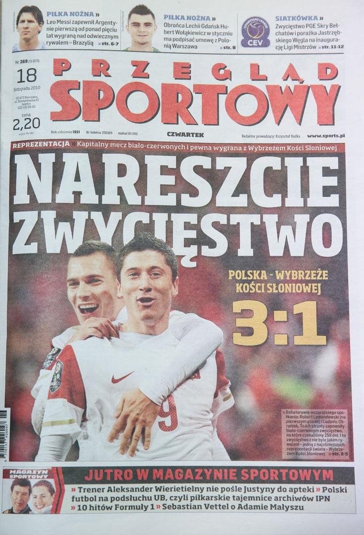 Okładka przeglądu sportowego po meczu Polska - WKS (17.11.2010) 