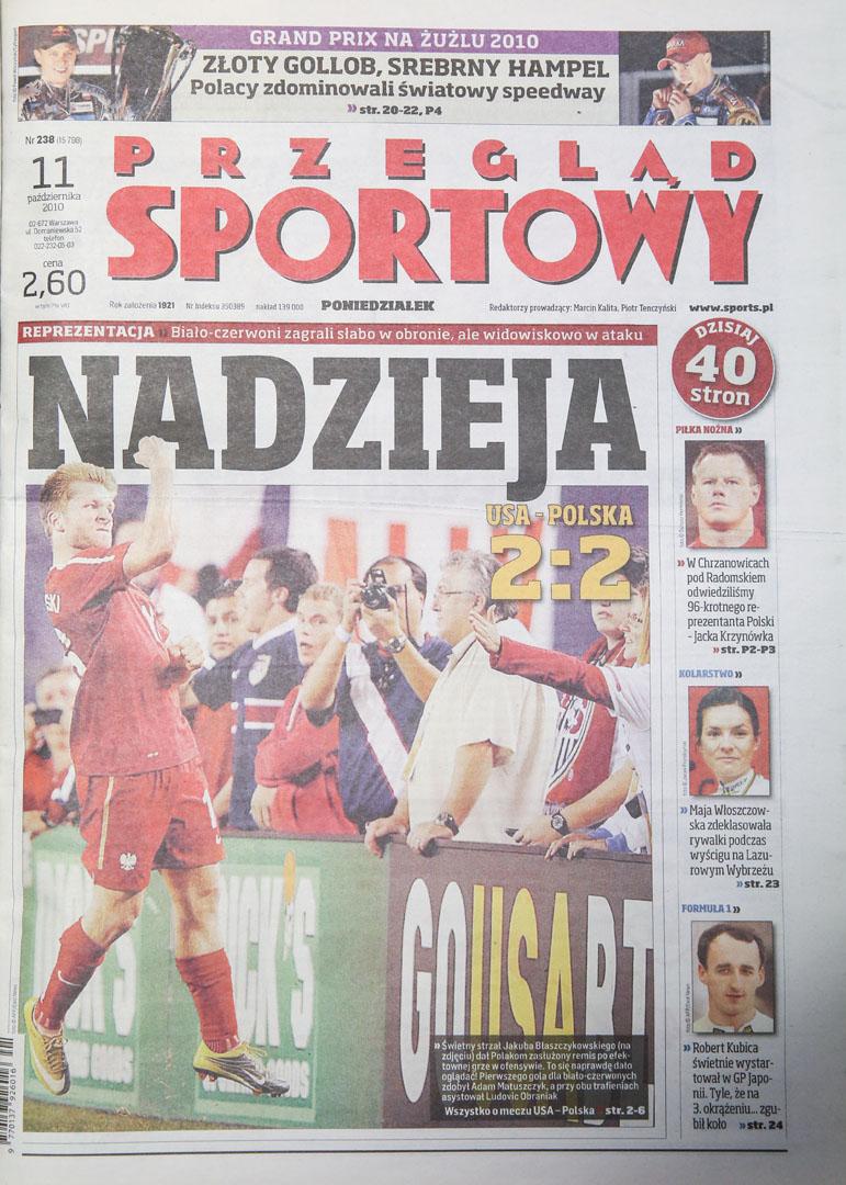 Okładka Przeglądu Sportowego po meczu USA - Polska (09.10.2010) 