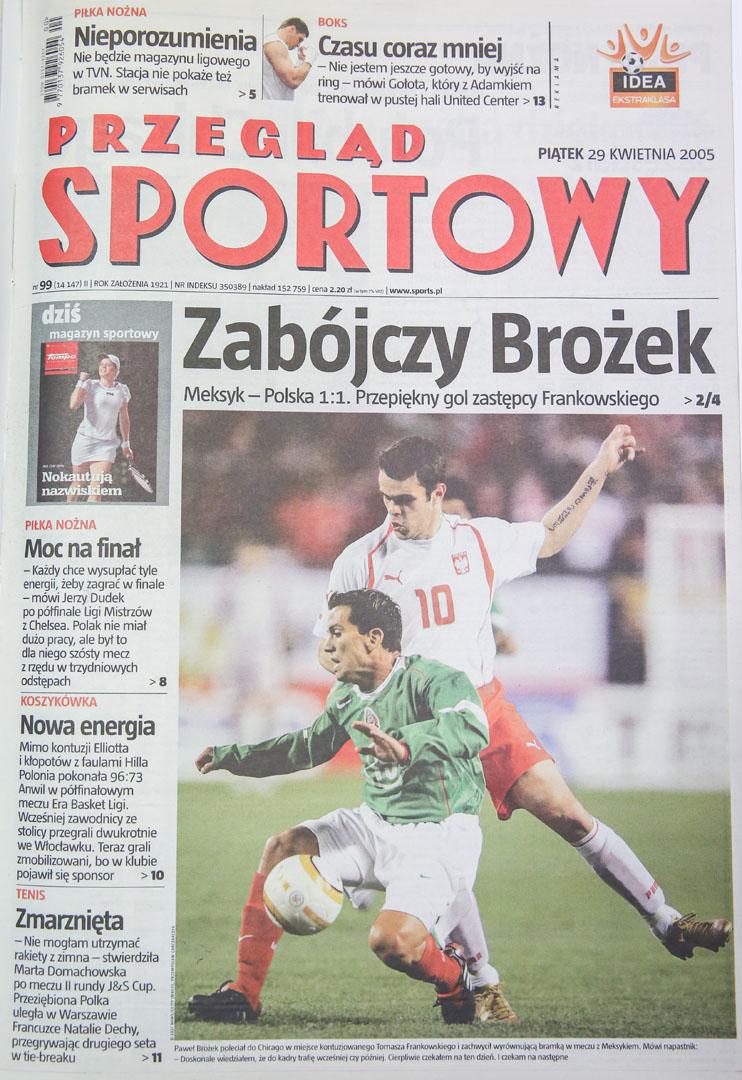 Okładka Przeglądu Sportowego po meczu Polska - Meksyk (27.04.2005)