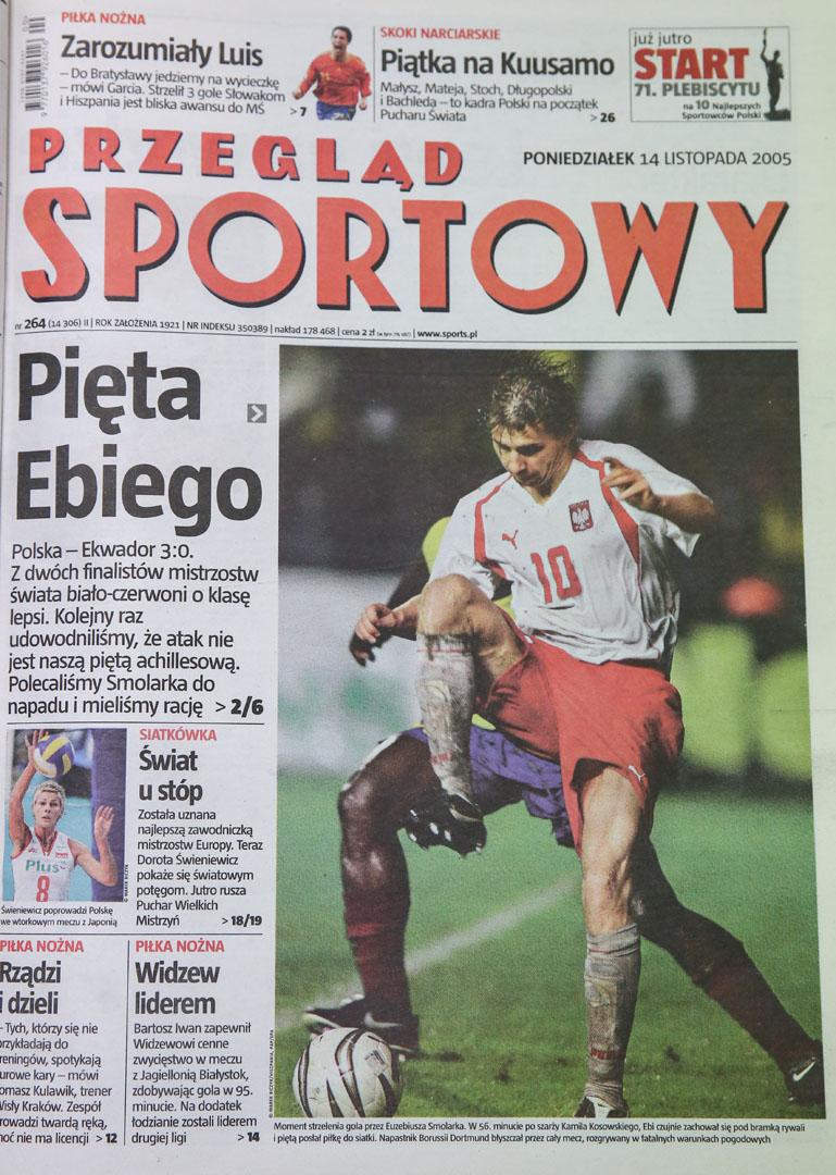 Okładka przeglądu sportowego po meczu Ekwador - Polska (13.11.2005) 