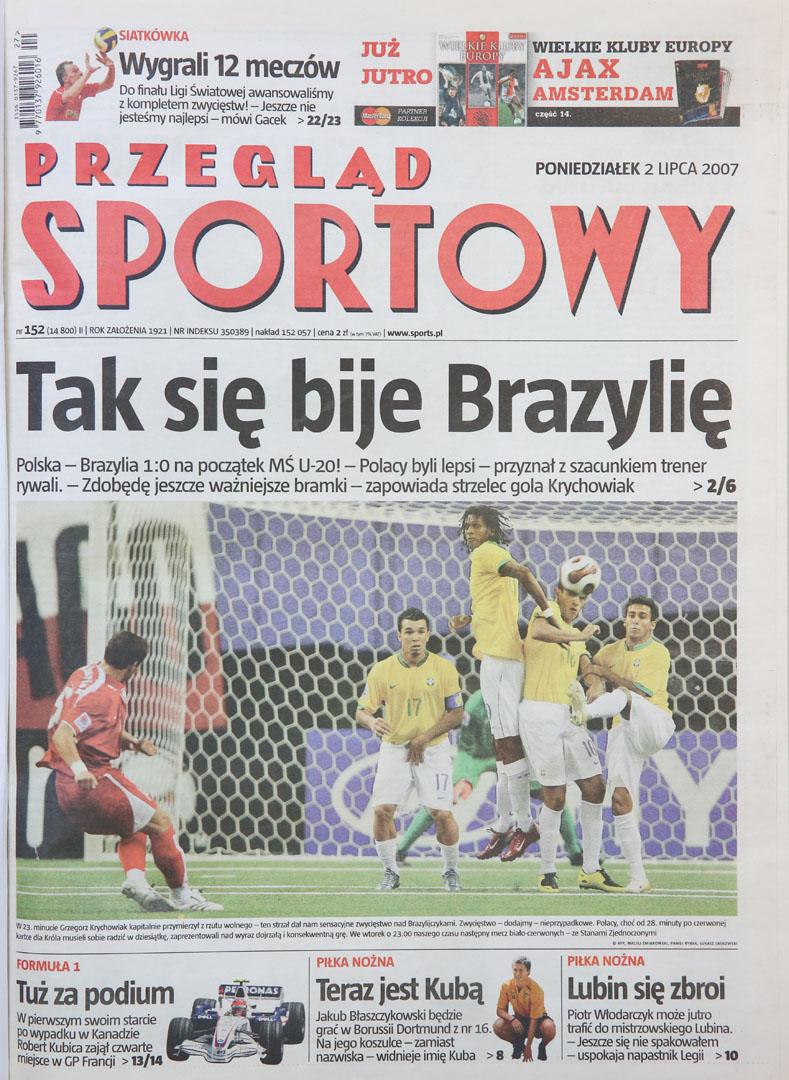 Okładka przeglądu sportowego po meczu Polska - Brazylia MŚ U-20 (30.06.2007) 