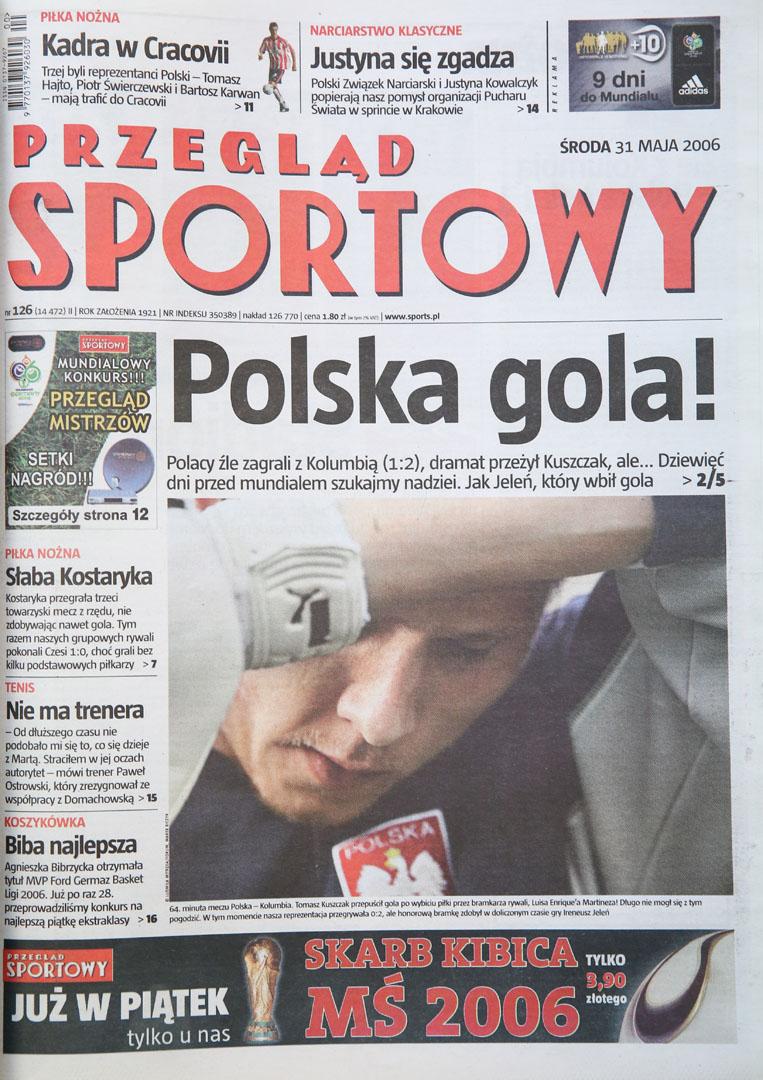 Okładka przeglądu sportowego po meczu Polska - Kolumbia (30.05.2006) 