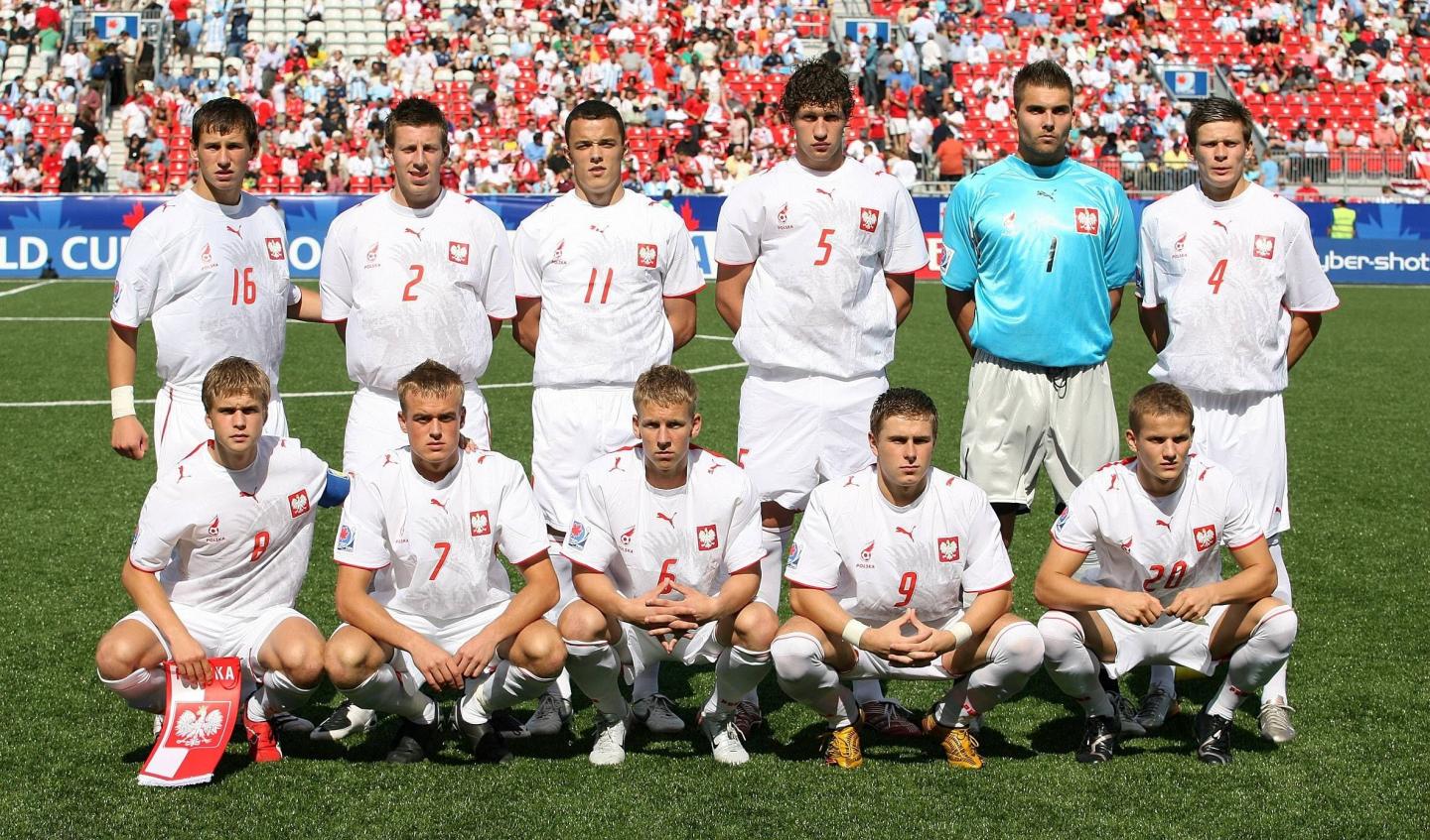 Reprezentacja Polski U20 przed meczem z Argentyną na mistrzostwach świata 2007 w Kanadzie.