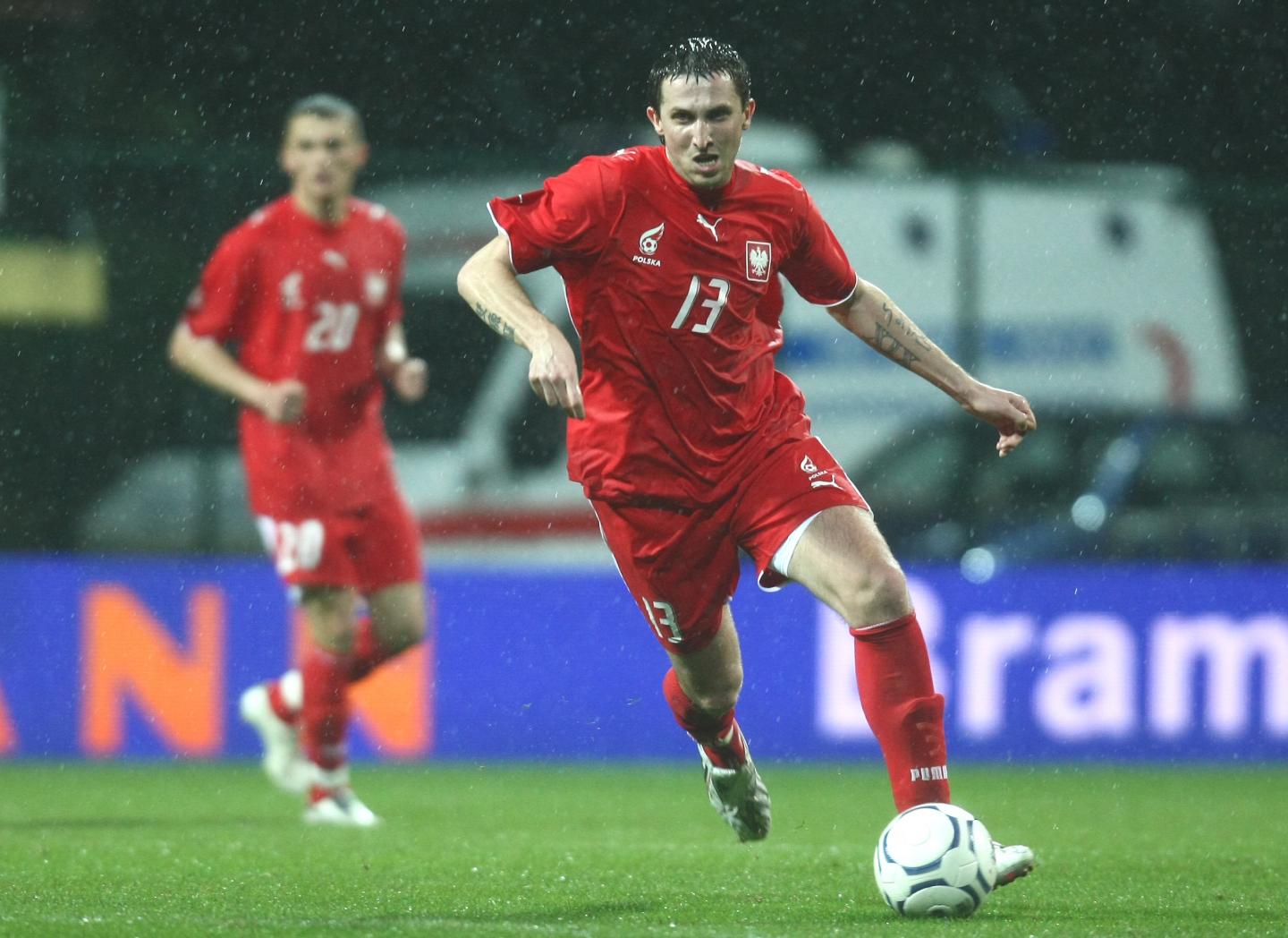 Michał Goliński podczas meczu Polska - Bośnia i Hercegowina 1:0 (15.12.2007).