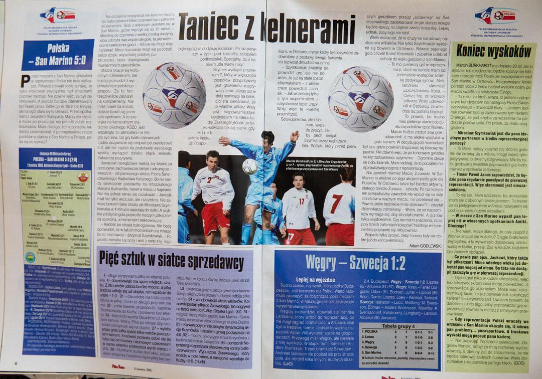 Piłka nożna po meczu Polska - San Marino (02.04.2003) 