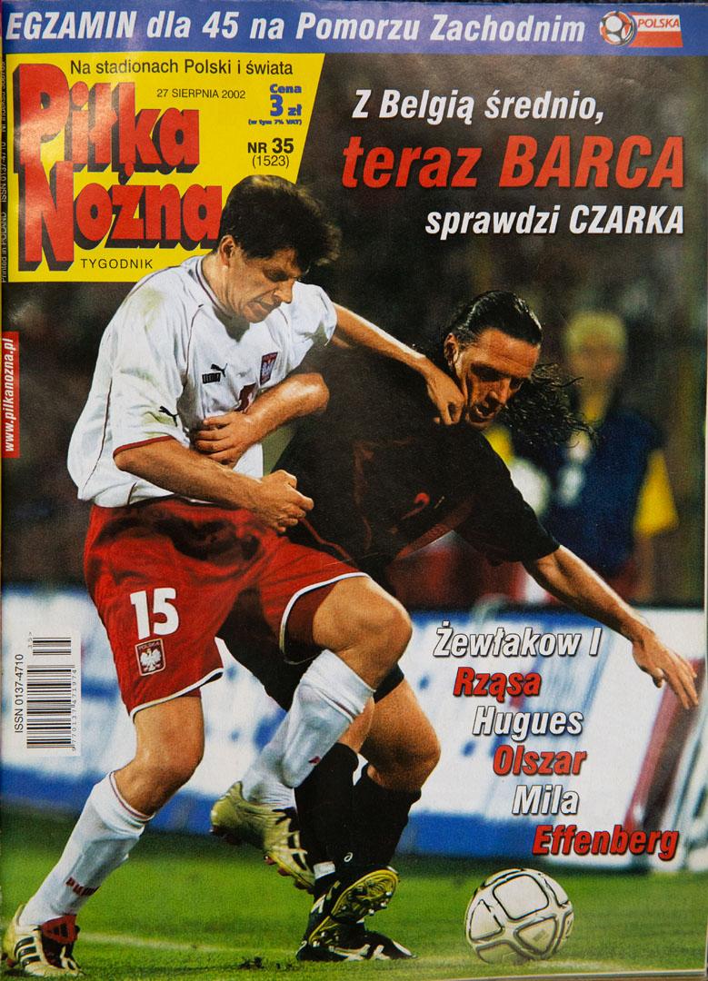 Okładka Piłki nożnej po meczu polska - belgia (21.08.2002) 