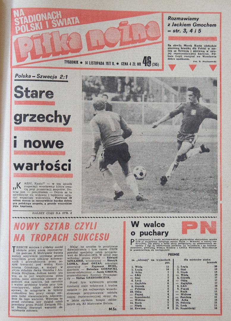 Okładka piłki nożnej po meczu Polska - Szwecja (12.11.1977)