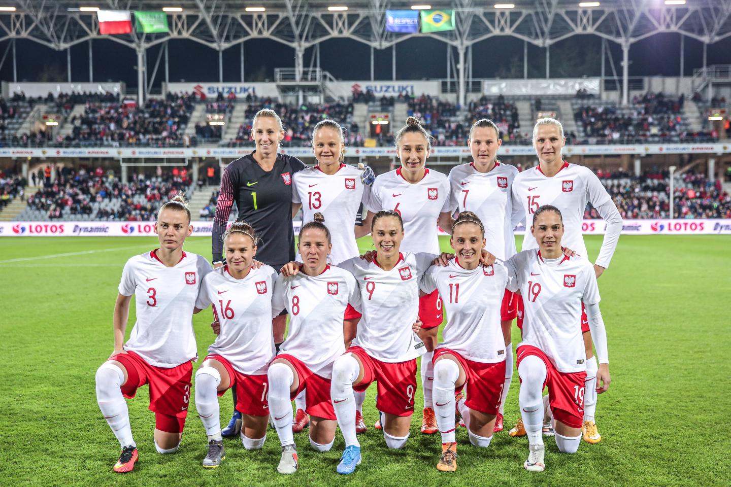Reprezentacja Polski przed meczem z Brazylią w Kielcach.