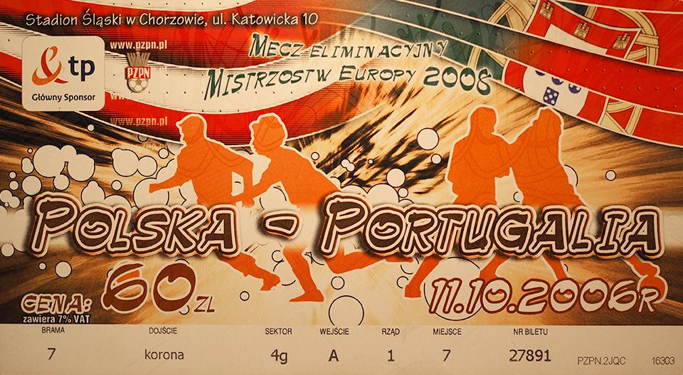 Oryginalny bilet z meczu Polska - Portugalia (11.10.2006) 