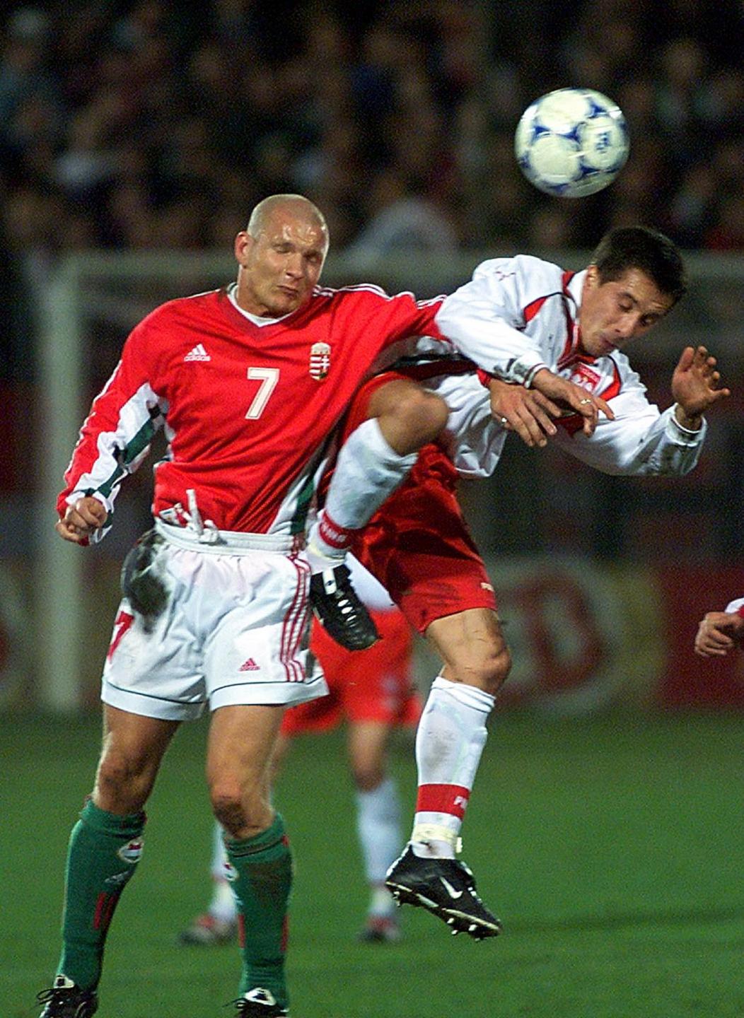 Radosław Gilewicz podczas meczu Węgry - Polska 0:0 (29.03.2000).