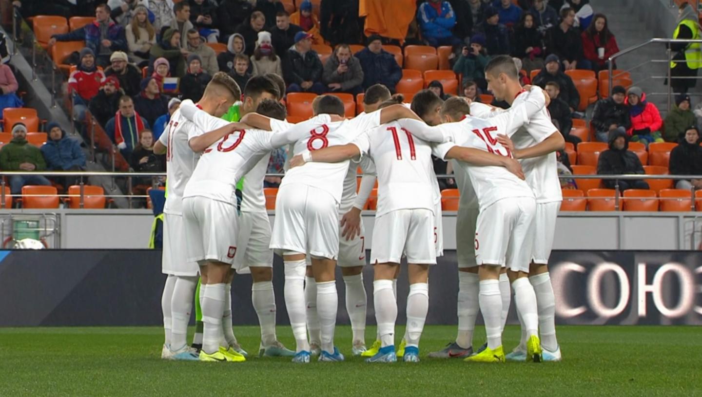 Polscy piłkarze przed meczem z Rosją w eliminacjach Euro 2021 do lat 21 (11.10.2019).