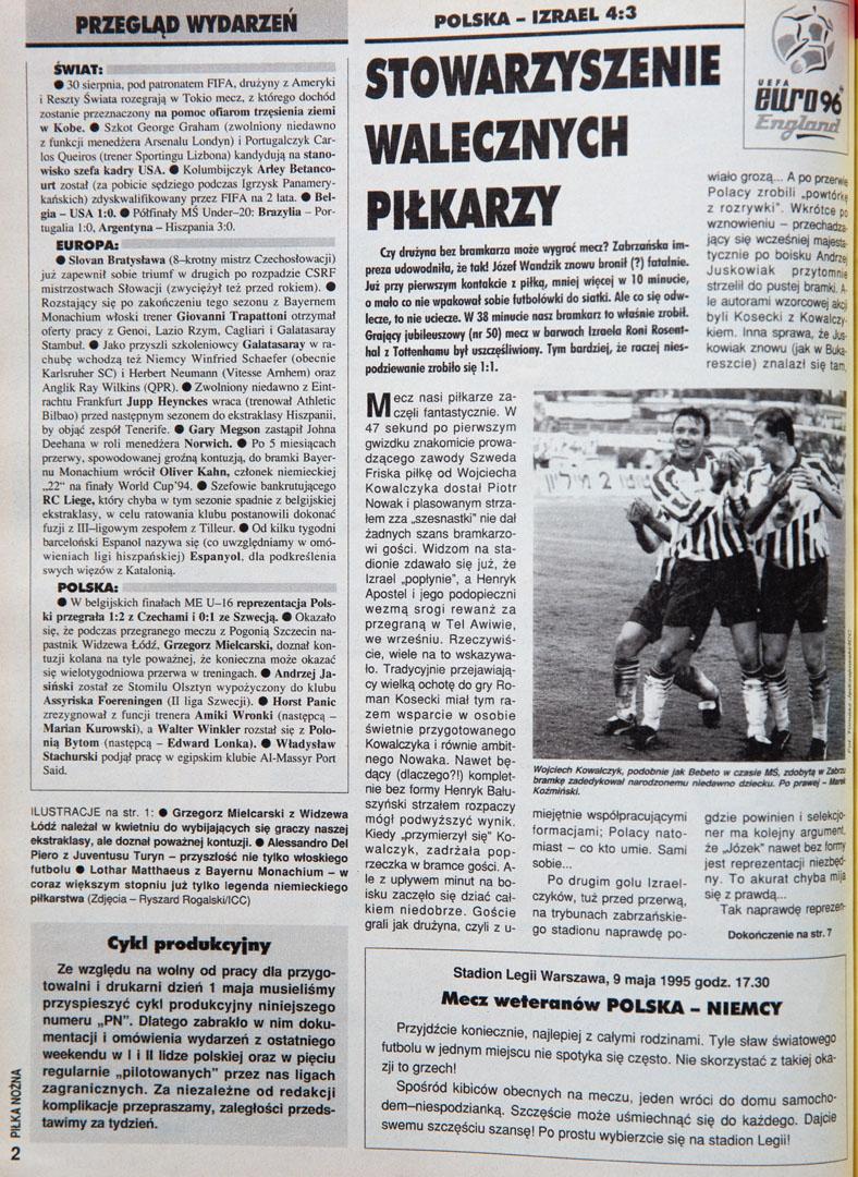 Piłka nożna po meczu Polska - Izrael (25.04.1995) 