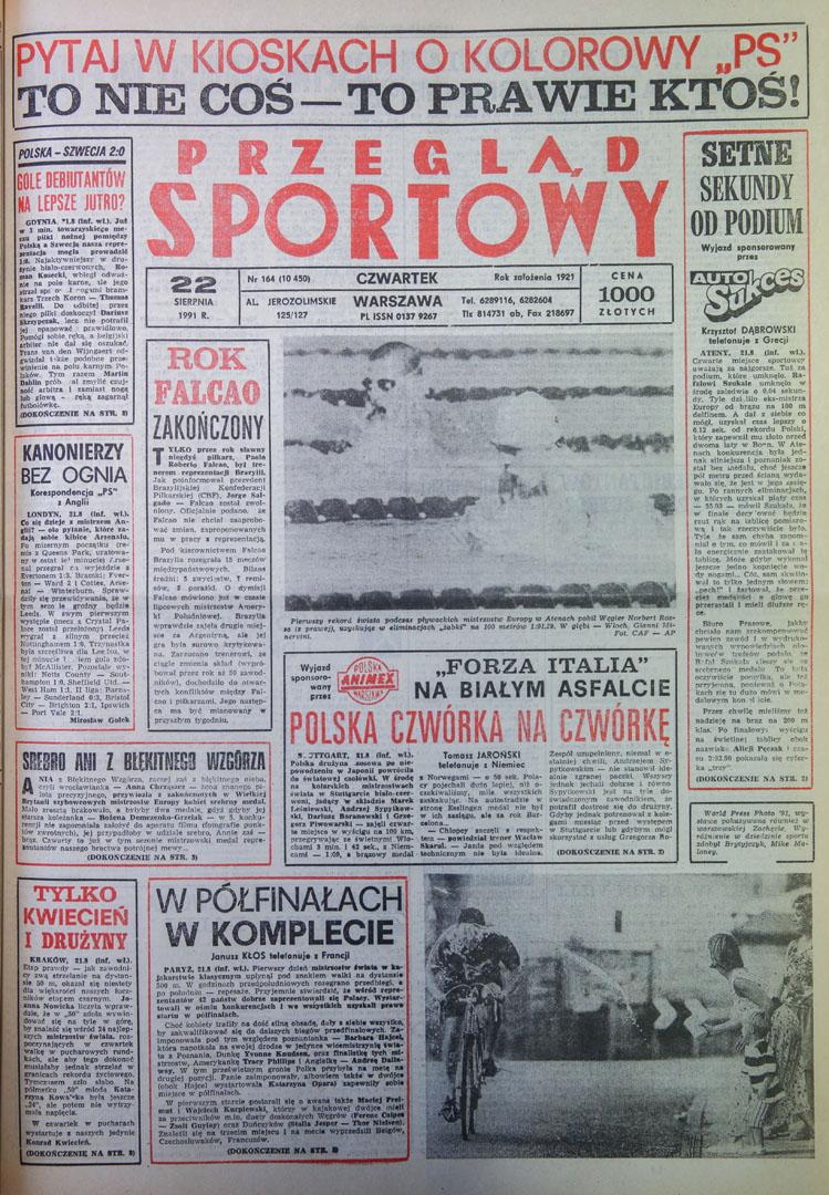 Przegląd sportowy po meczu Polska - Szwecja (21.08.1991) 