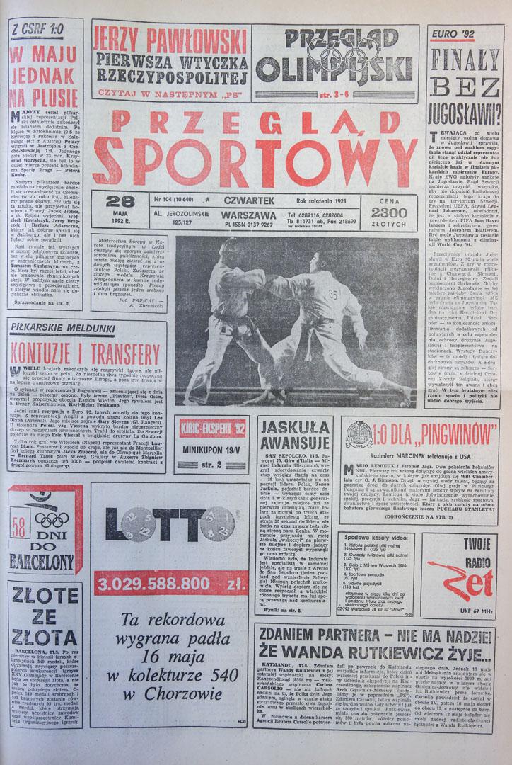 Przegląd Sportowy o meczu Polska - CSRS (27.05.1992) 