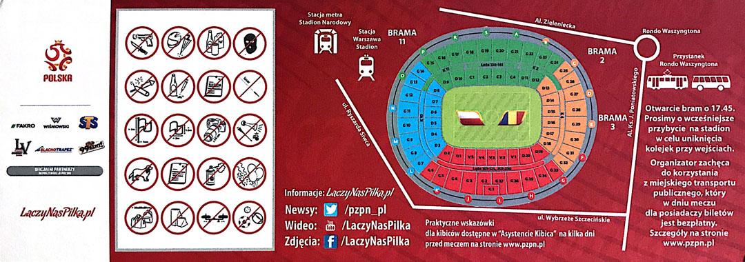 Bilet z meczu Polska - Rumunia (10.06.2017)