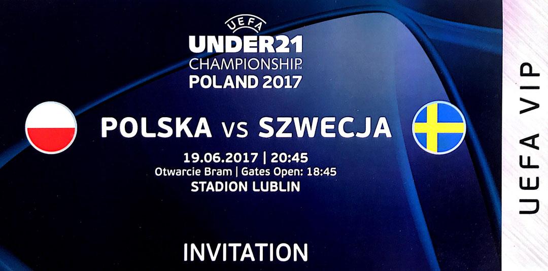 Bilet z meczu Polska - Szwecja, ME U-21 (19.06.2017) 