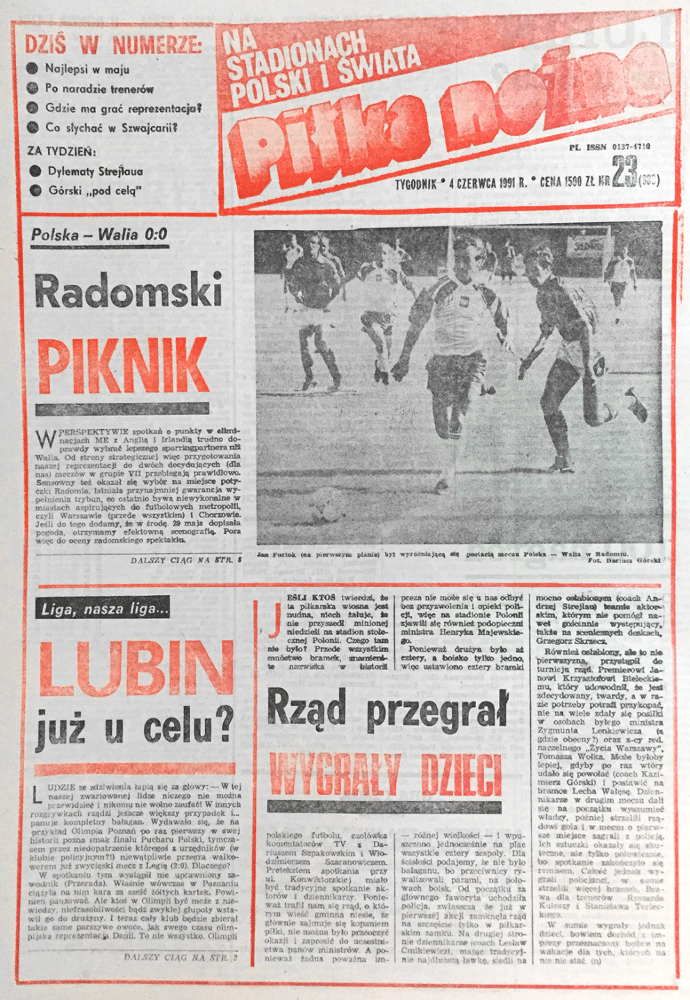 Piłka nożna po meczu Polska - Walia 0:0 (29.05.1991)