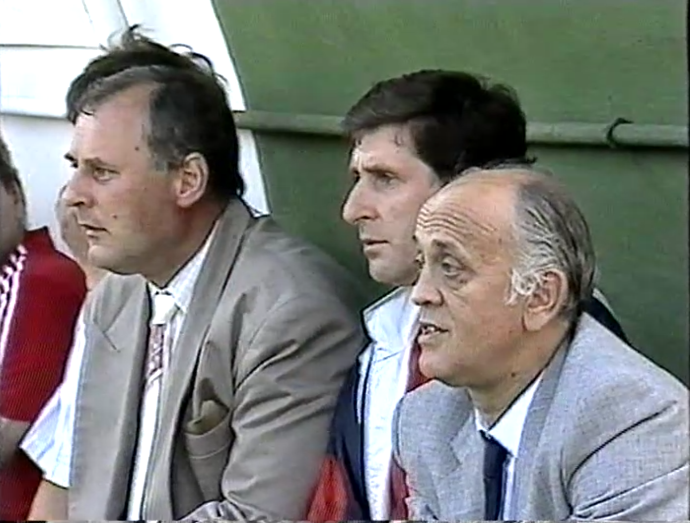 Sztab trenerski reprezentacji Polski (od lewej): Jan Tomaszewski, Lesław Ćmikiewicz i Andrzej Strejlau.