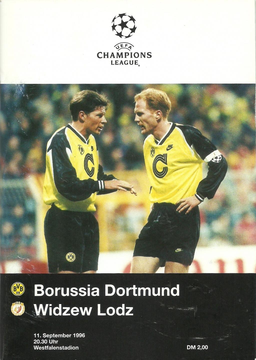Program meczowy z meczu Borussia Dortmund - Widzew Łódź 2:1 (11.09.1996).