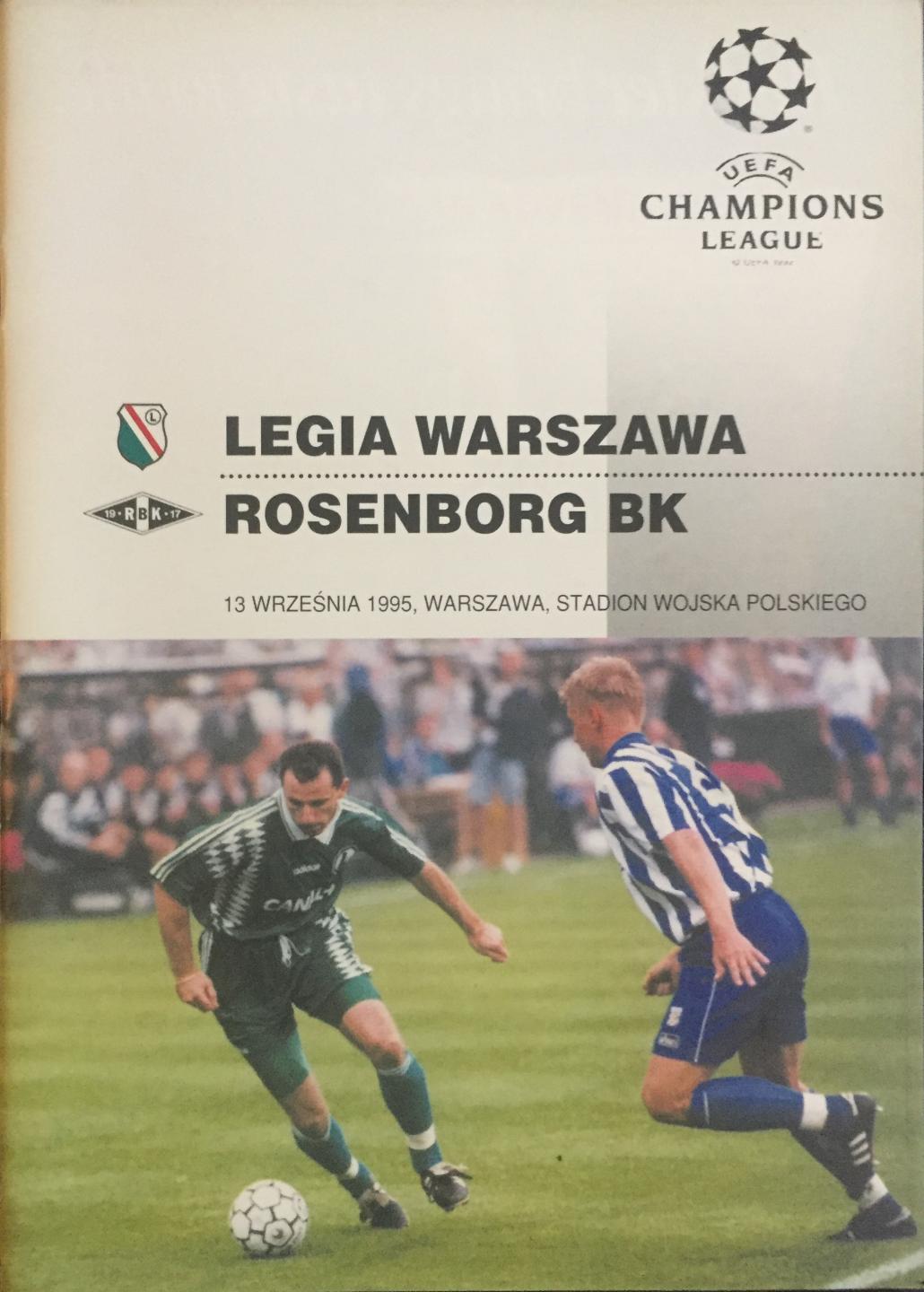 Program meczowy Legia - Rosenborg w Lidze Mistrzów.