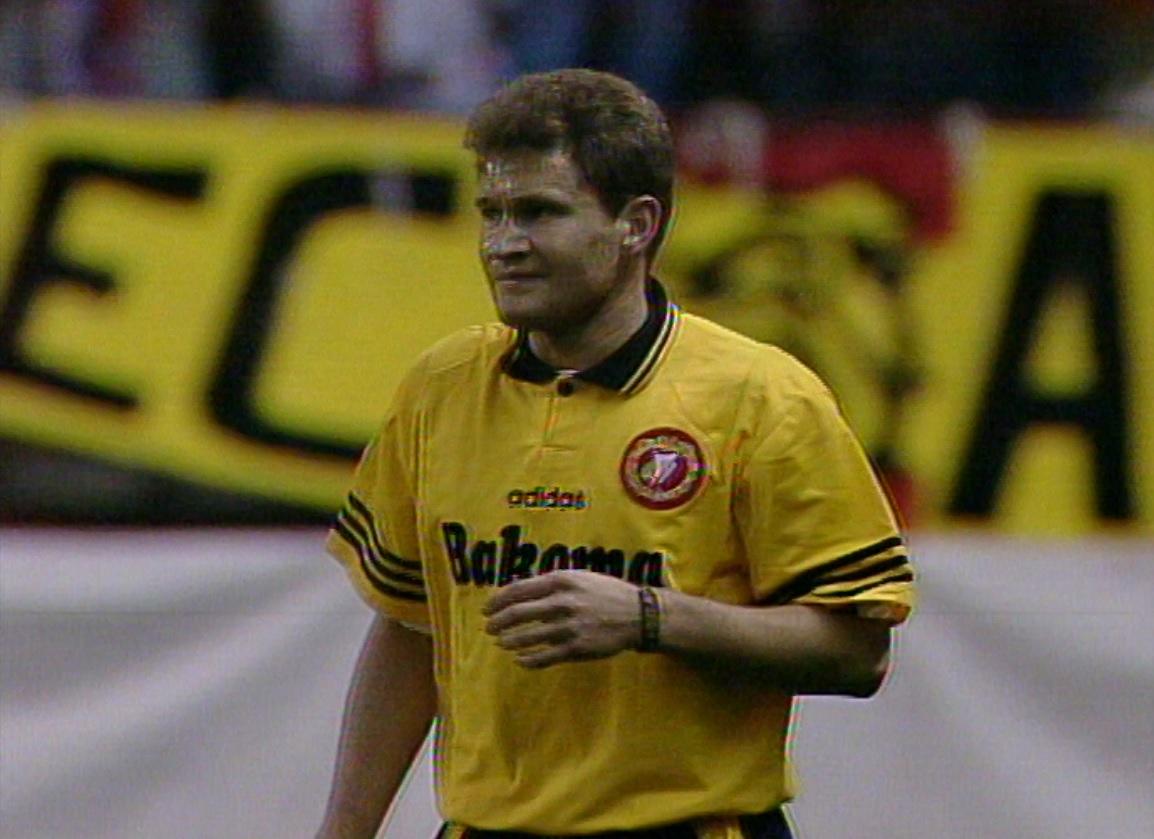 Ryszard Czerwiec podczas meczu Atlético Madryt - Widzew Łódź 1:0 (04.12.1996).