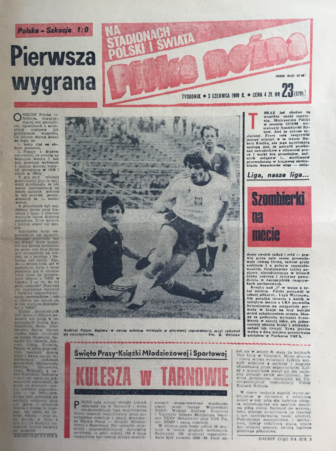Okładka piłki nożnej po meczu Polska - Szkocja (28.05.1980)