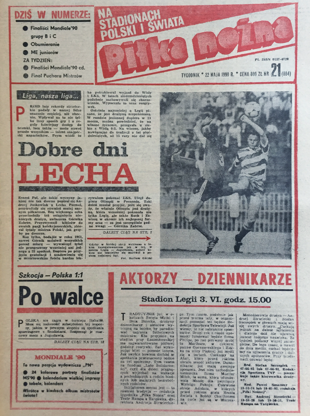 Okładka piłki nożnej po meczu Szkocja - Polska 1:1 (19.05.1990) 