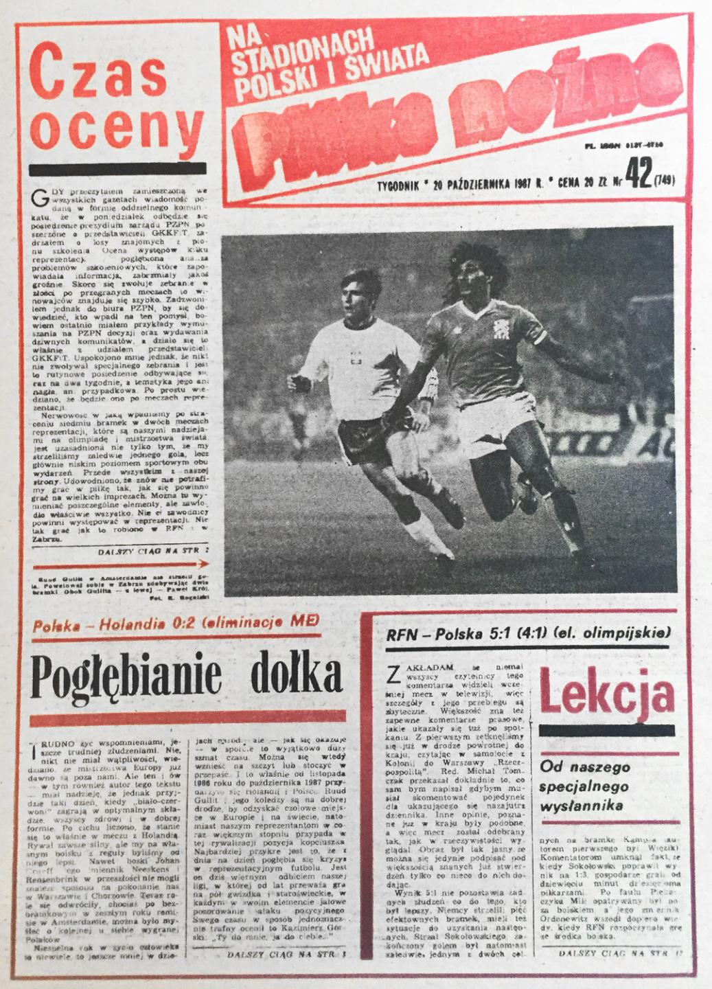 Piłka nożna po meczu Polska - Holandia (14.10.1987)