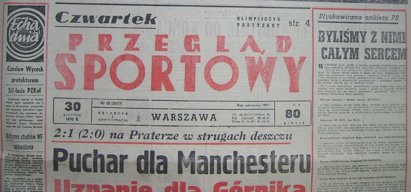 Przeglad Sportowy po meczu MC - Górnik (29.04.1970)