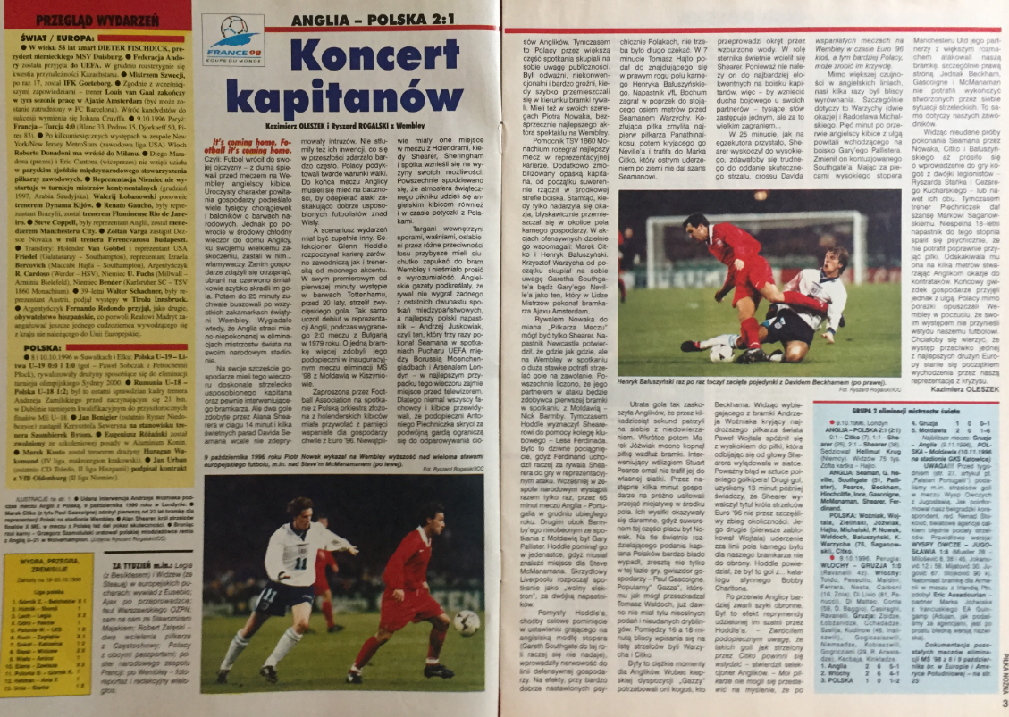 piłka nożńa po meczu anglia - polska (09.10.1996)