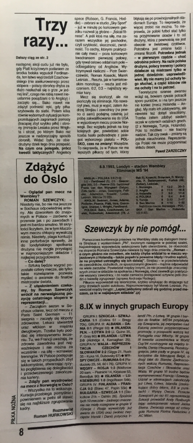 piłka nożna po meczu anglia - polska (08.09.1993) 