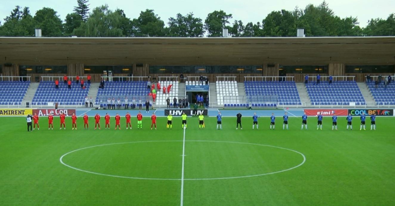 Kadr z meczu Estonia - Polska 0:6 U-21 (04.09.2020).